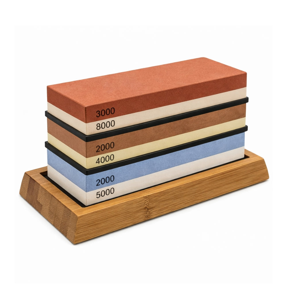 M&S Japanese Whetstone Set 3 Stones - Professional Butcher Knife Sharpening Kit