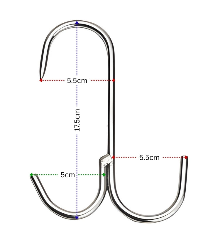 Stainless Steel Ham Hook 175mm Pack of 10 - Butcher Shop Meat Hanging Hooks