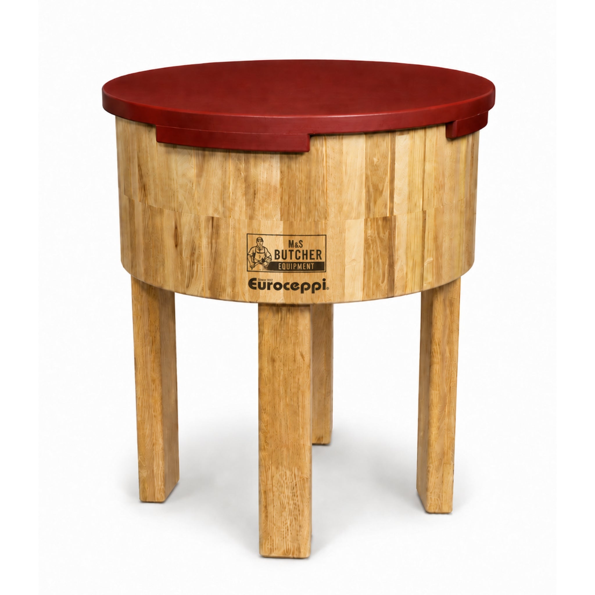 Round Butcher Block with Polytop Cutting Top