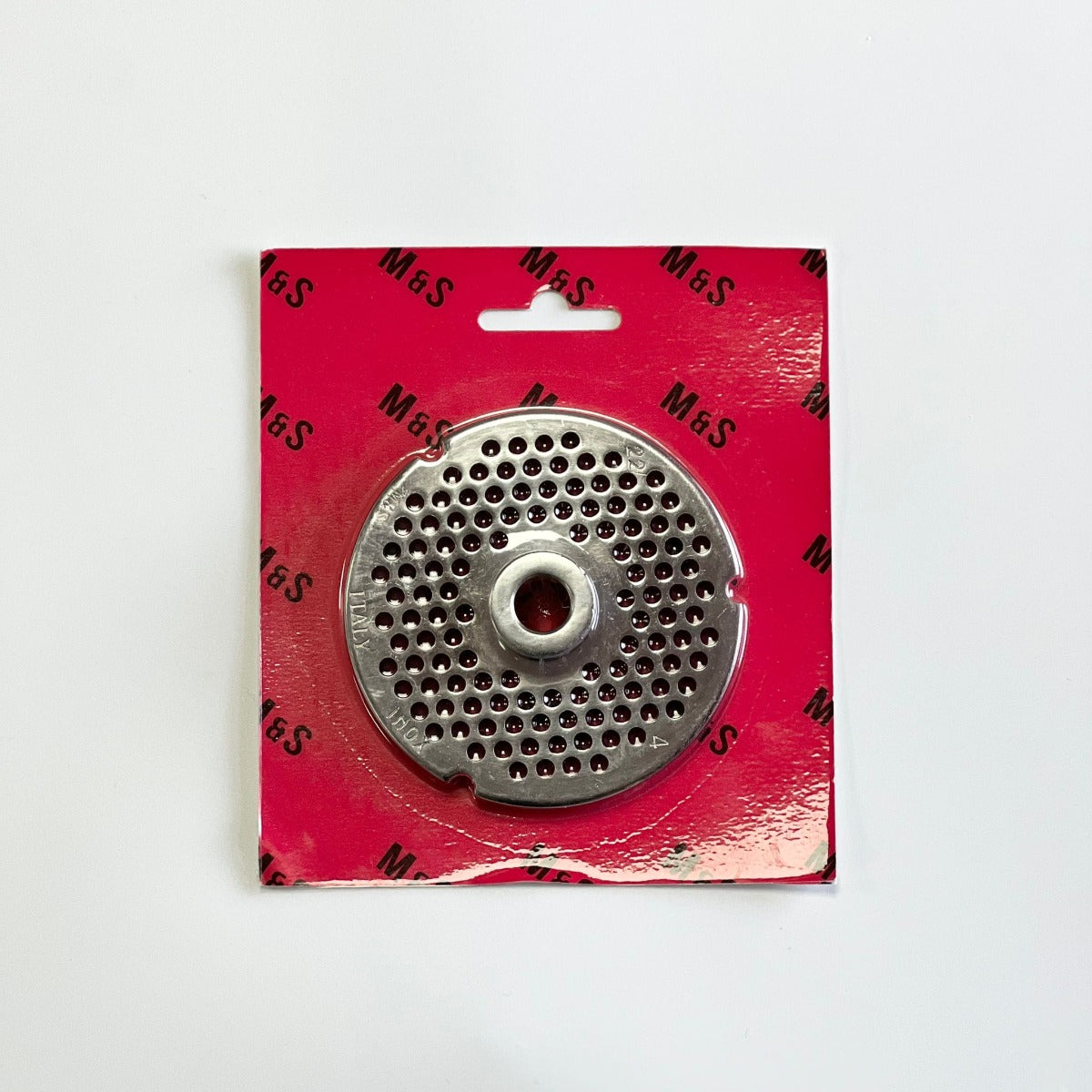 No.22 meat mincer plate 4mm hub alternate view - butchers mincing accessory
