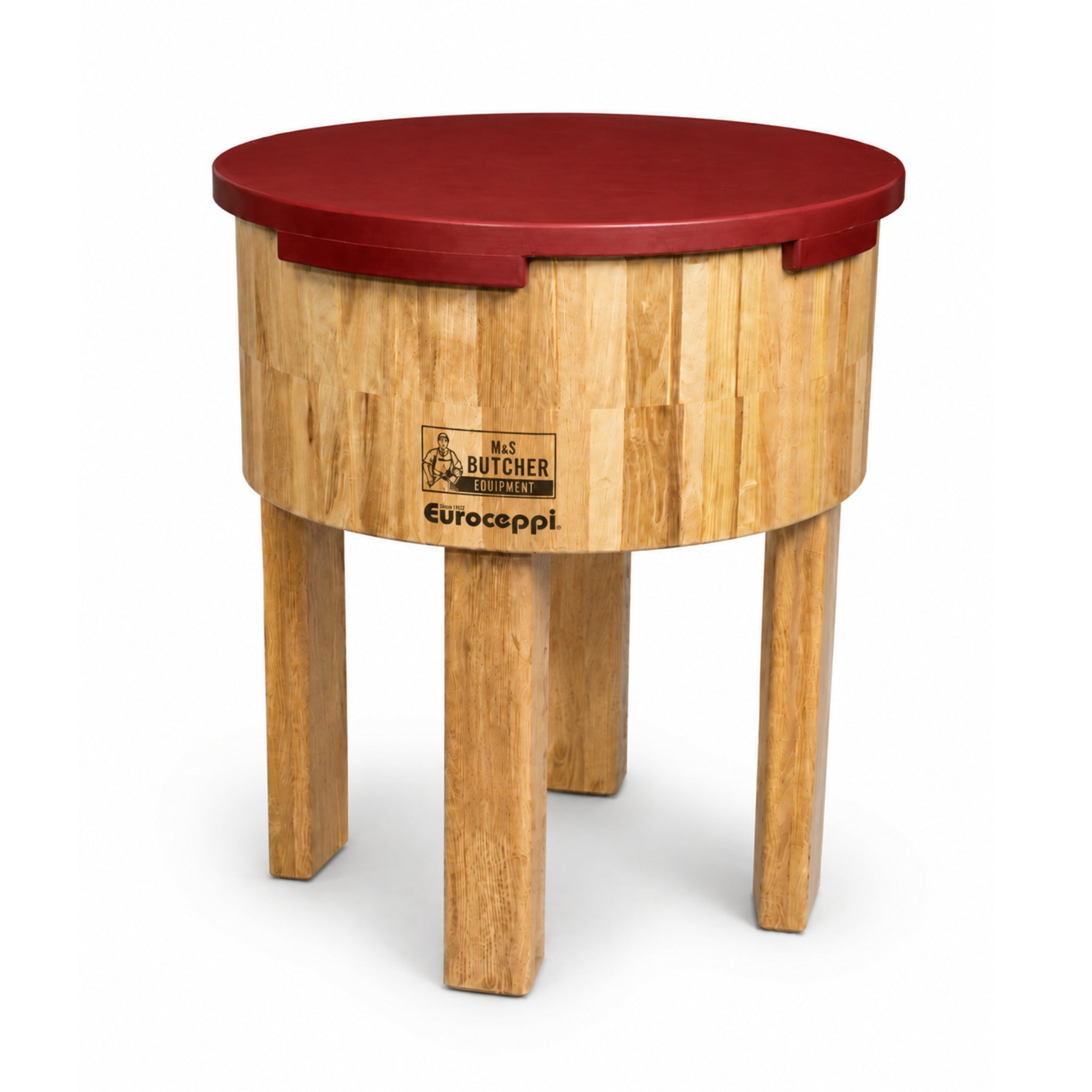 Round Butcher Block with Polytop Cutting Top