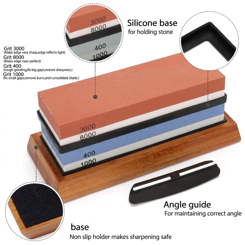 Japanese Whetstone Set Side View - Dual Grit Knife Sharpening Stone Set