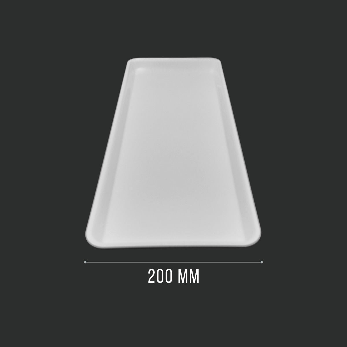 White GN 2/5 Tray Side View - Shallow Food Display Tray for Butcher Shop