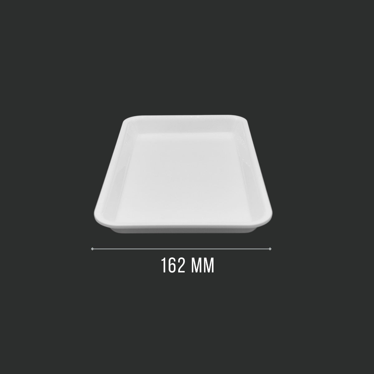 White GN 1/4 Tray Side View - Shallow Food Display Tray for Butcher Shop
