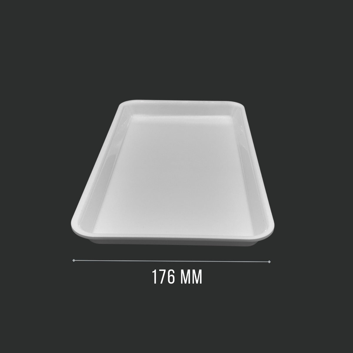 White GN 1/3 Tray Side View - Shallow Butcher Shop Display Tray