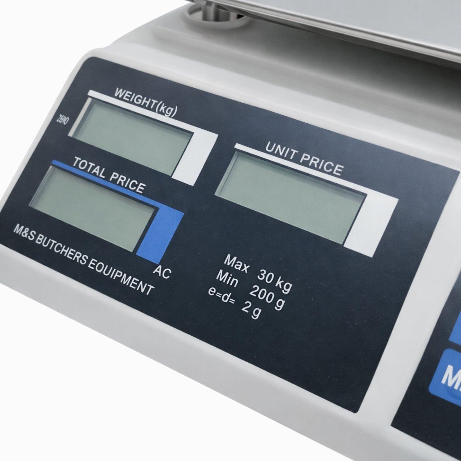M&S Digital Scale Side View - Commercial Bench Scale for Butcher Meat Weighing