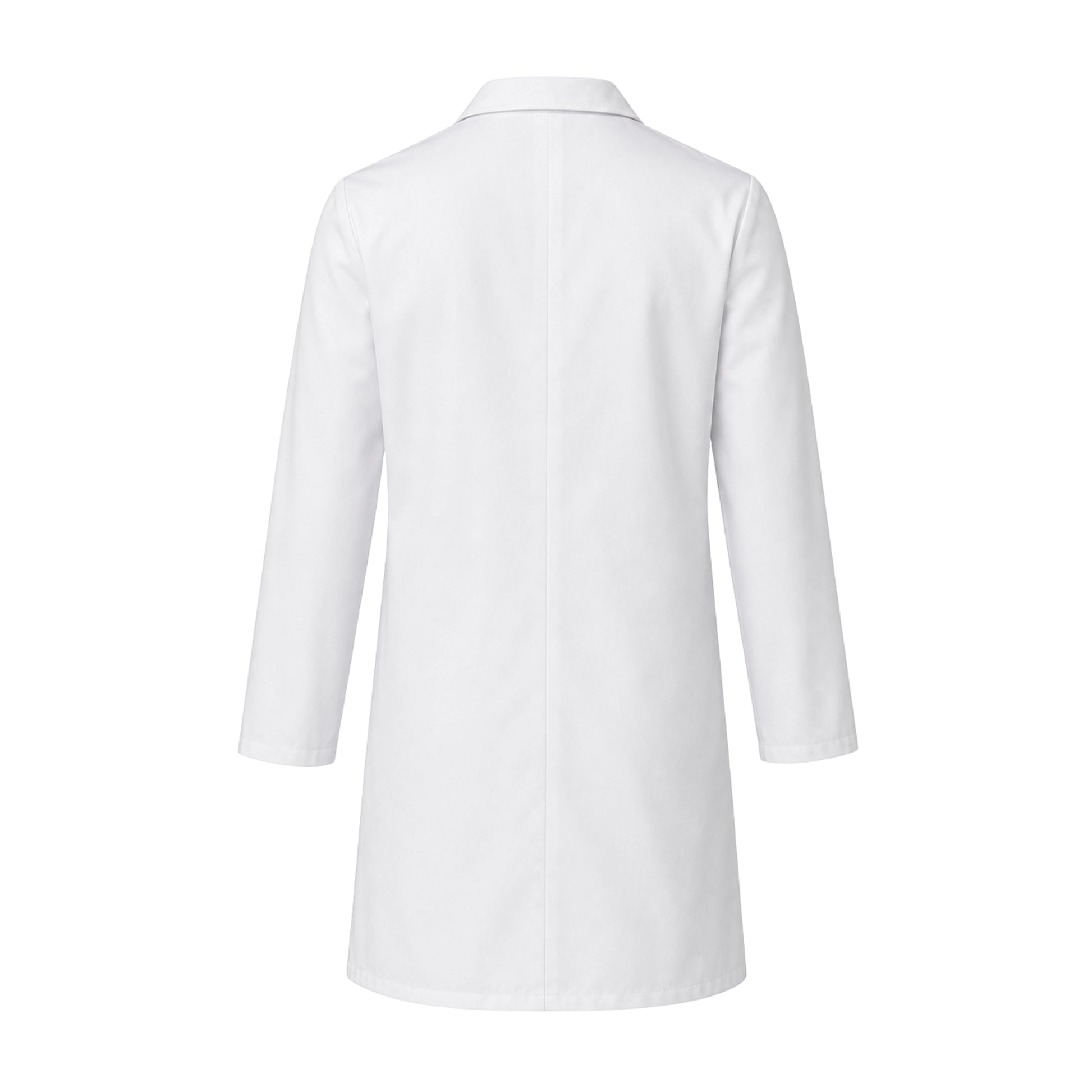 White butchers coat detail view - durable polycotton coat for catering and food preparation staff