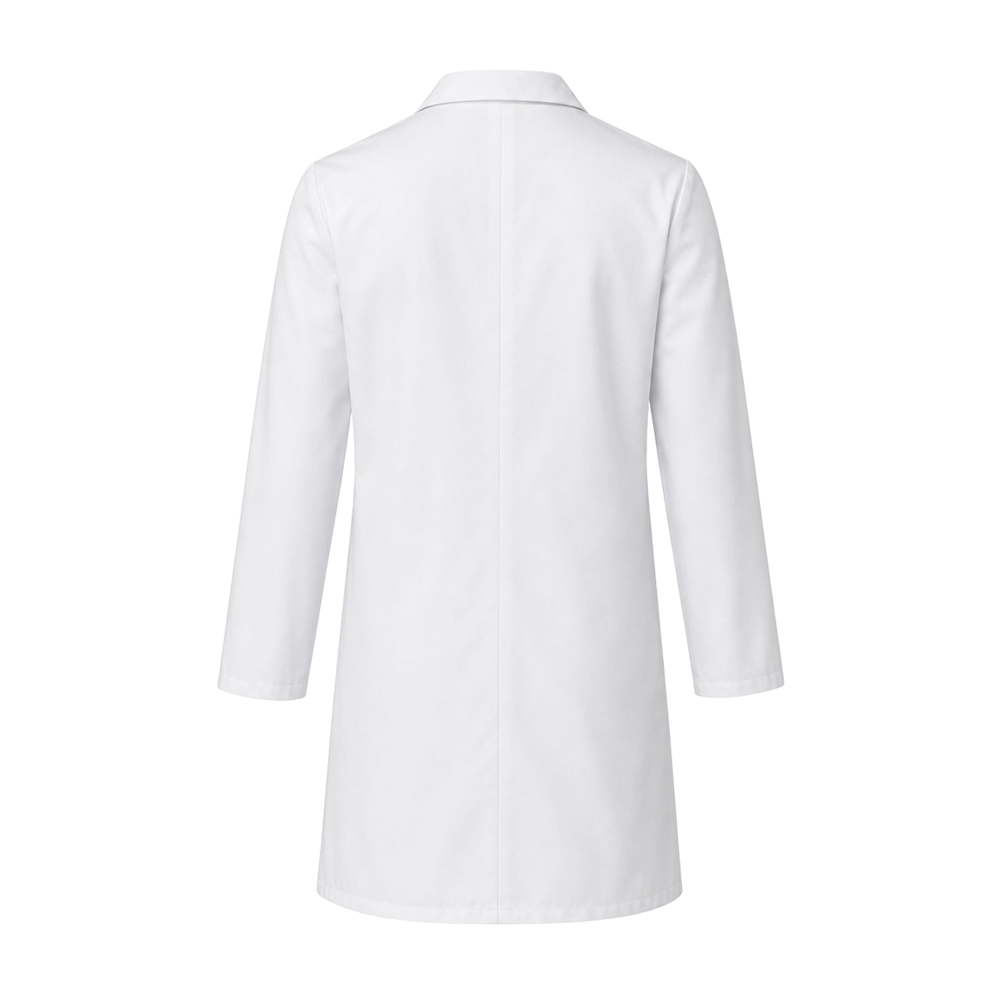 White butchers coat detail view - durable polycotton coat for catering and food preparation staff