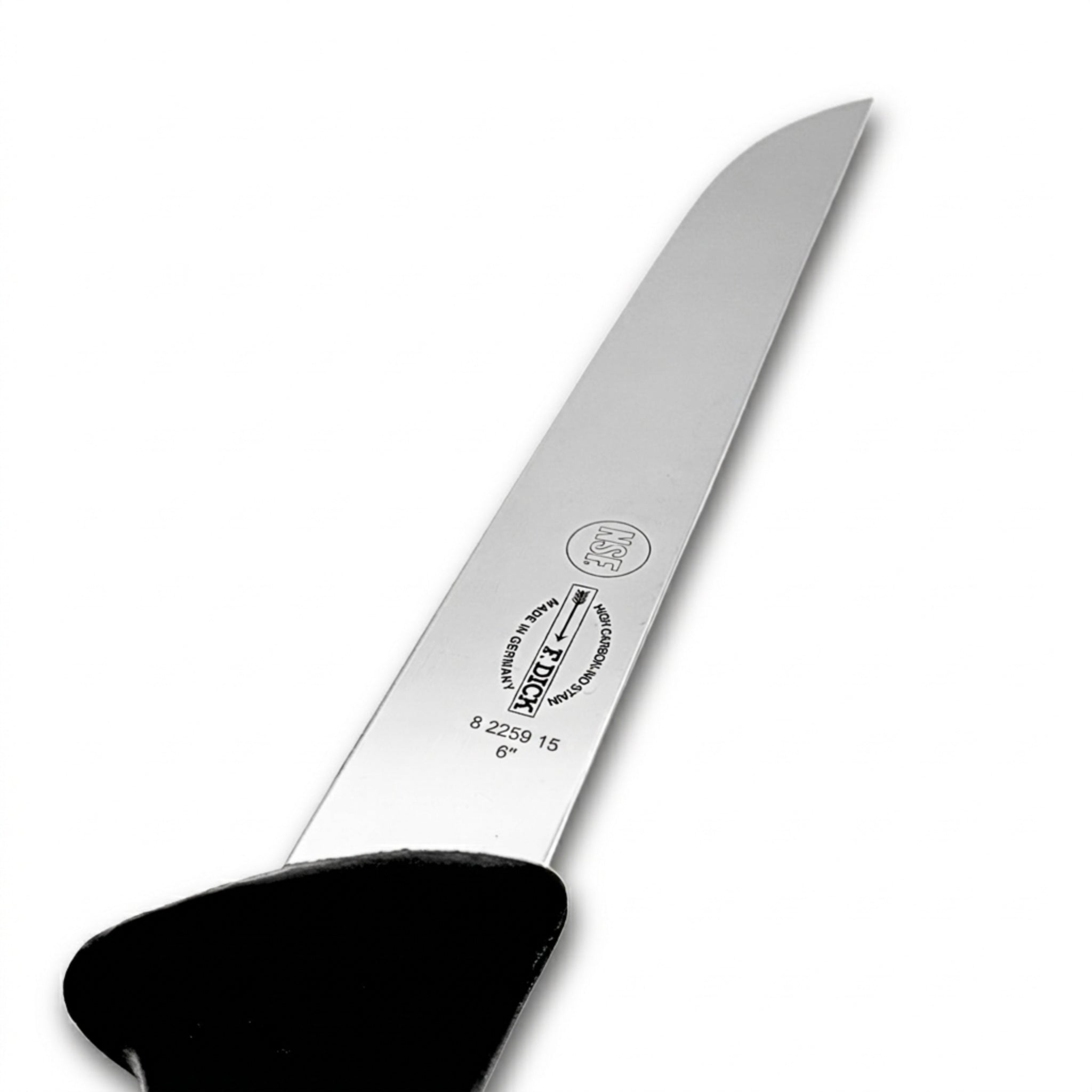F Dick white boning knife close-up - butchers boning blade detail