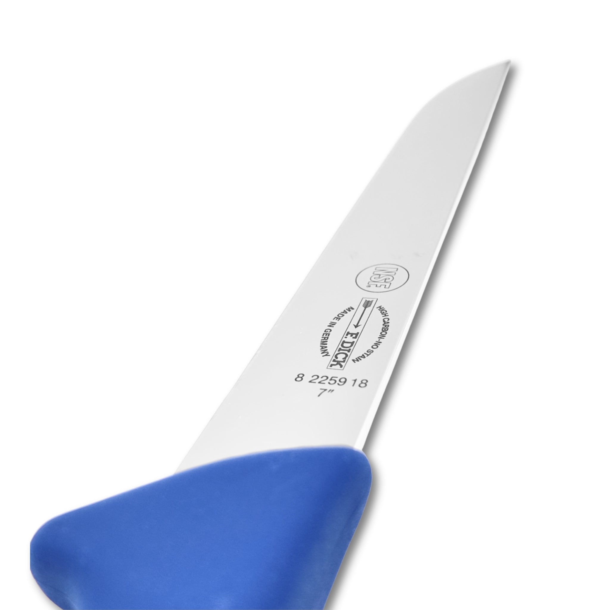 F Dick 7 inch yellow boning knife close-up - butchers knife detail