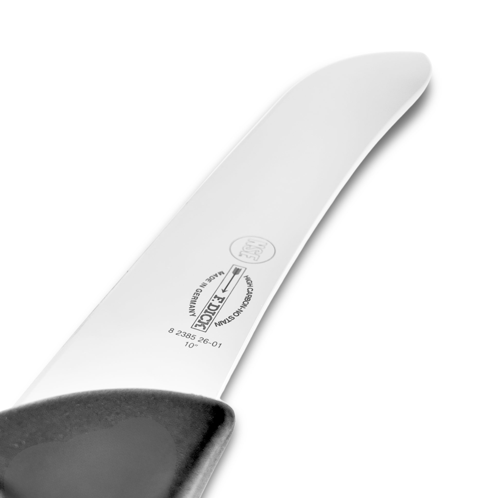 F Dick 10 inch steak knife red close-up - butchers slicing blade