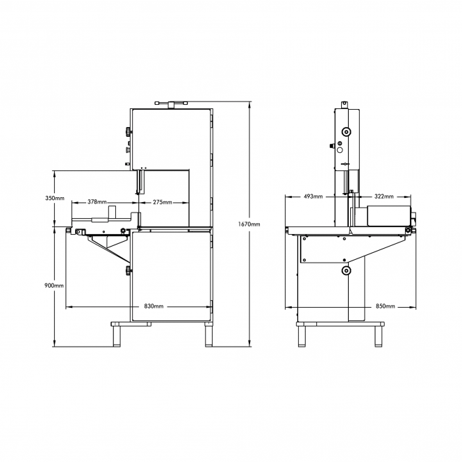 Medoc STL350 meat bandsaw alternate view - professional butchers saw