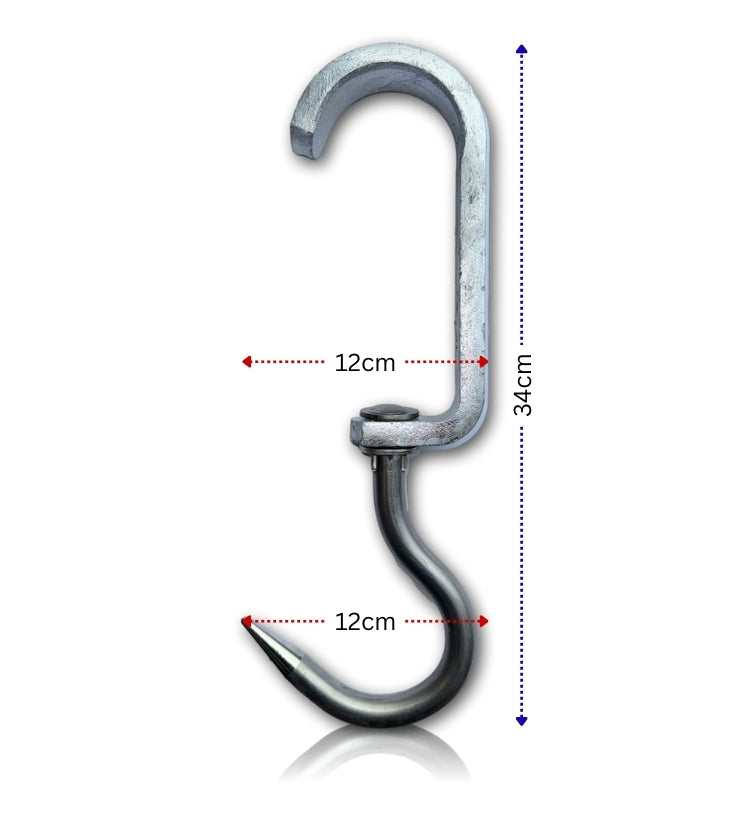 Euro Skid Meat Hook Side View - Butcher Shop Commercial Meat Hook 35cm