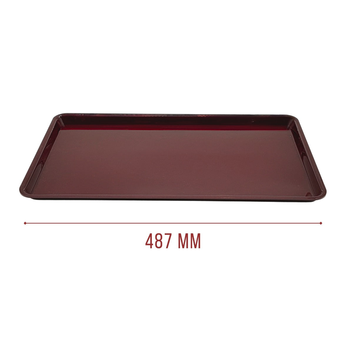 Burgundy Bordeaux Tray 487x265mm Angle View - Butcher Shop Display Presentation