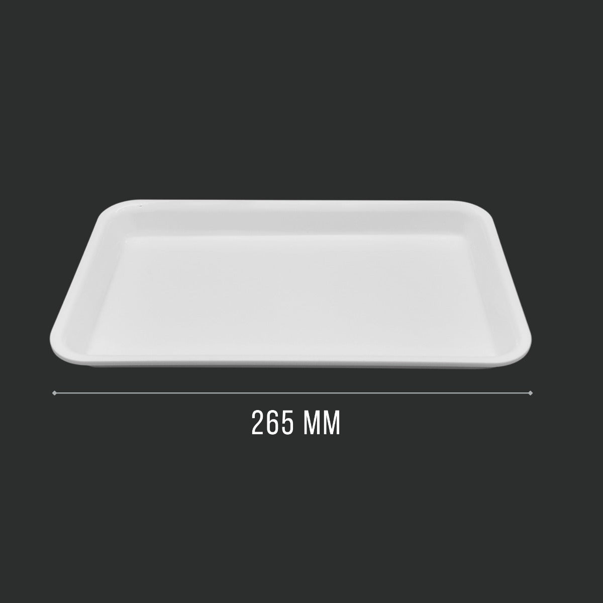 White GN 1/4 Tray Angled View - Food Safe Butcher Shop Display Presentation Tray