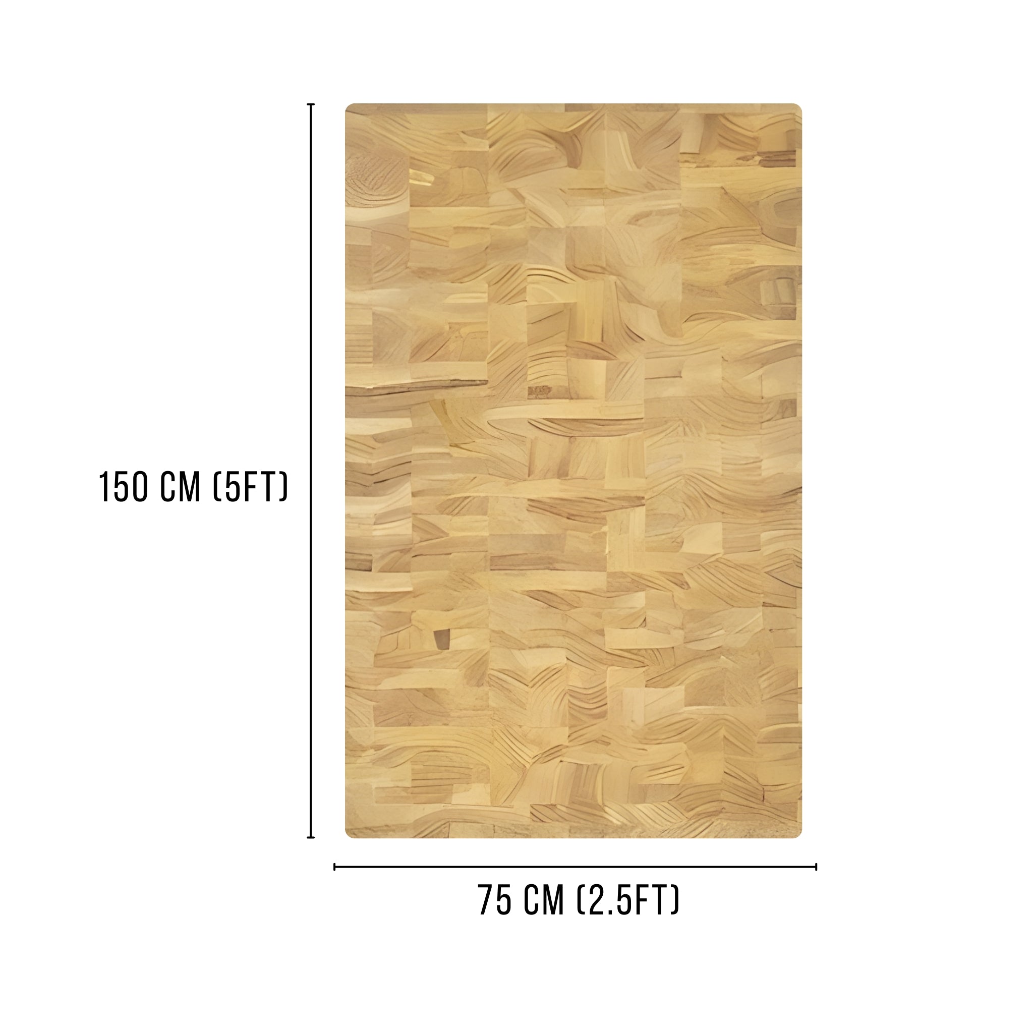 150x75cm wooden butchers block side view - professional Black Locust chopping surface