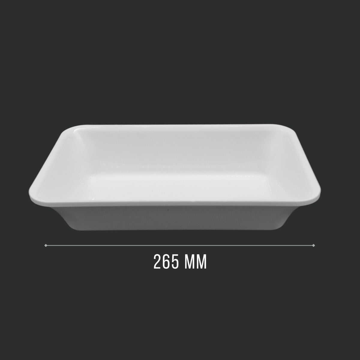 White GN 1/4 Tray Side View 265x162x50mm - Commercial Butcher Display