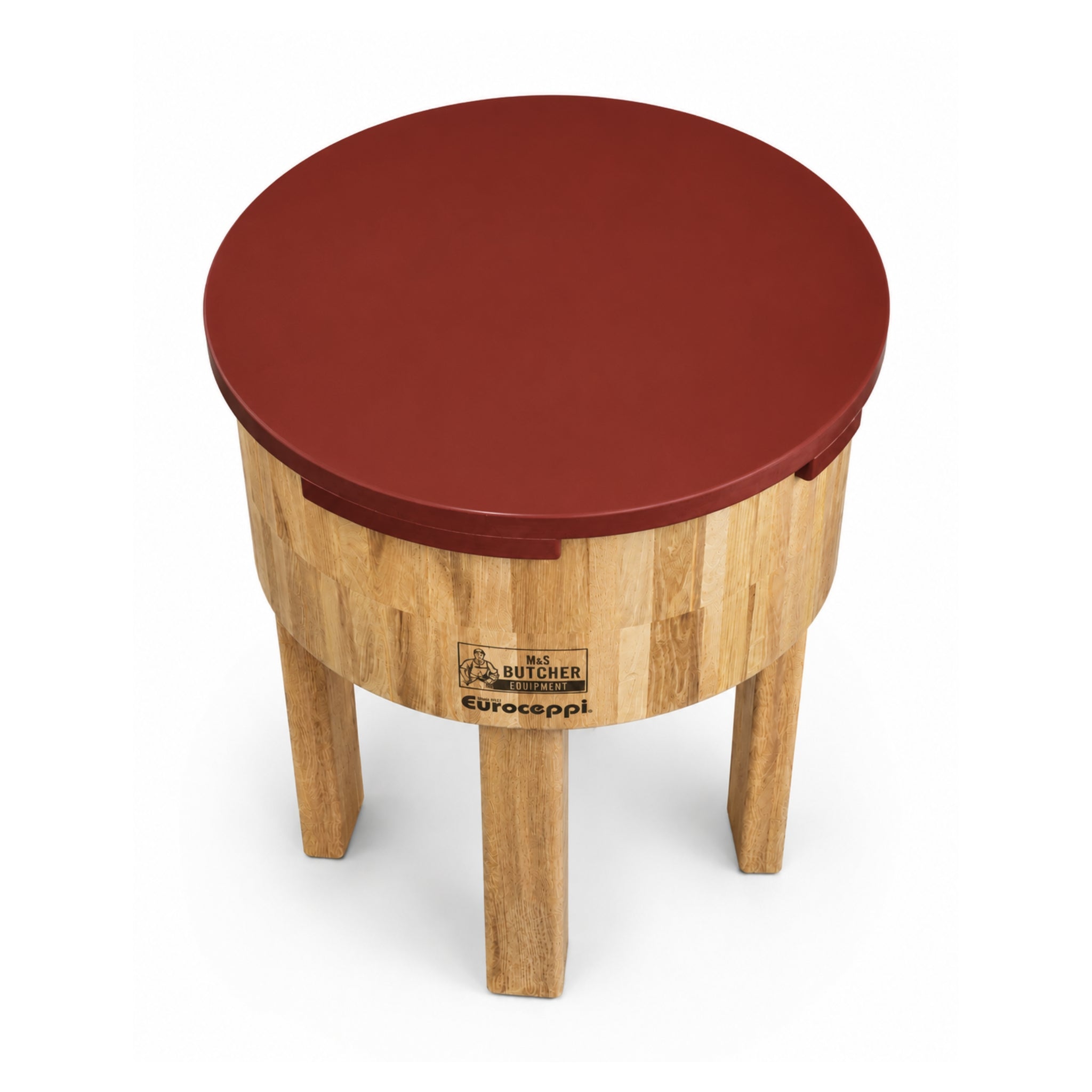 Round Butcher Block with Polytop Cutting Top