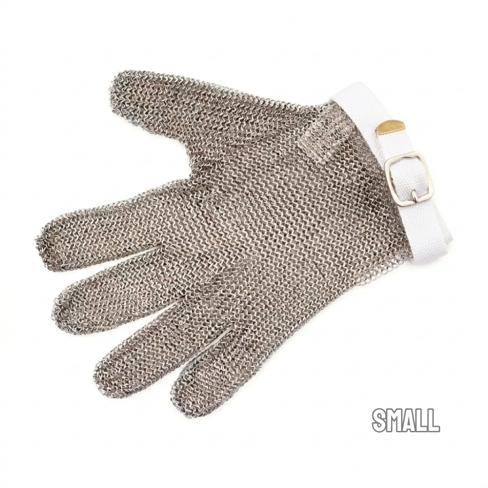 Chainmail butchers safety glove detail - EN1082 certified protective glove