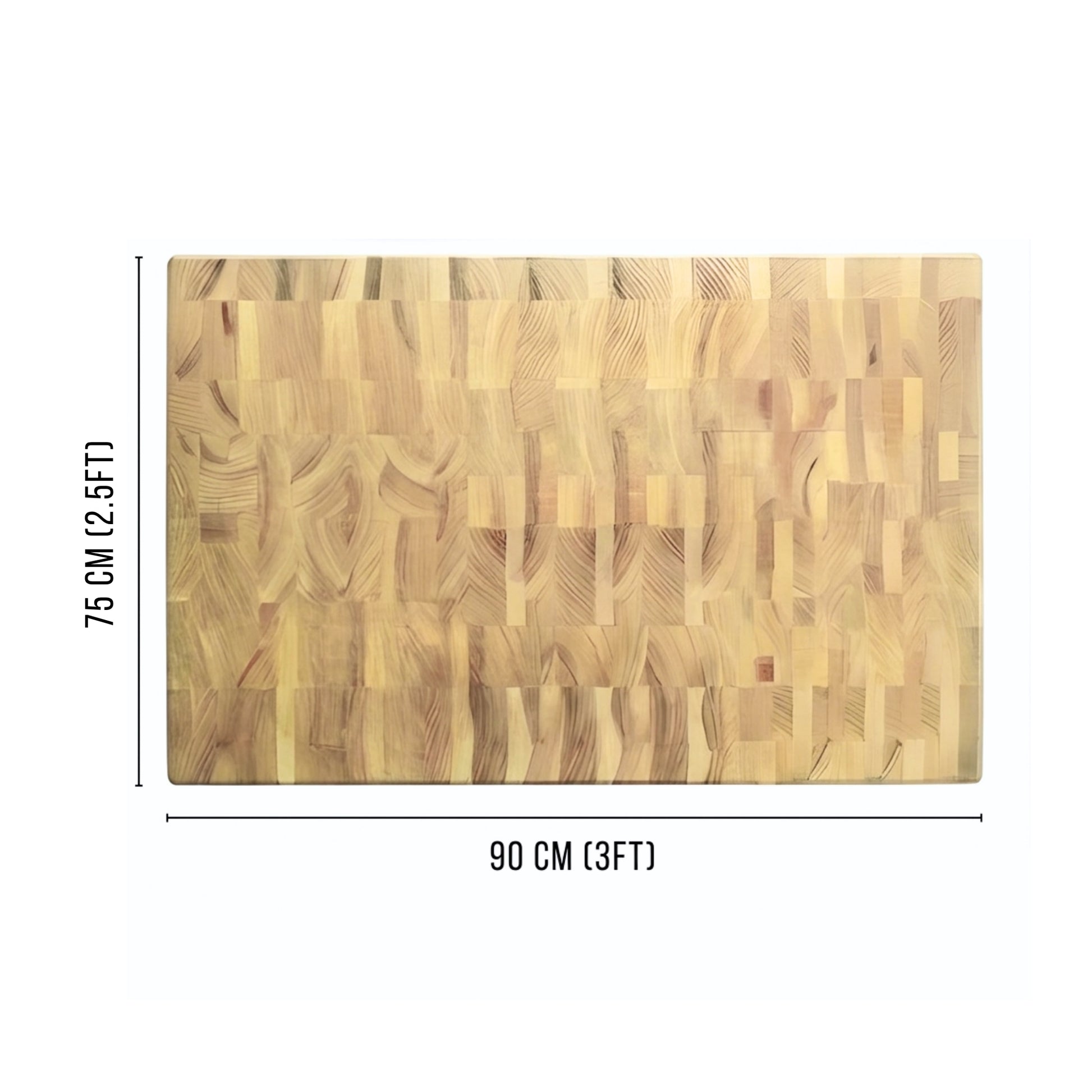 90x75cm wooden butchers block side view - professional Black Locust chopping surface