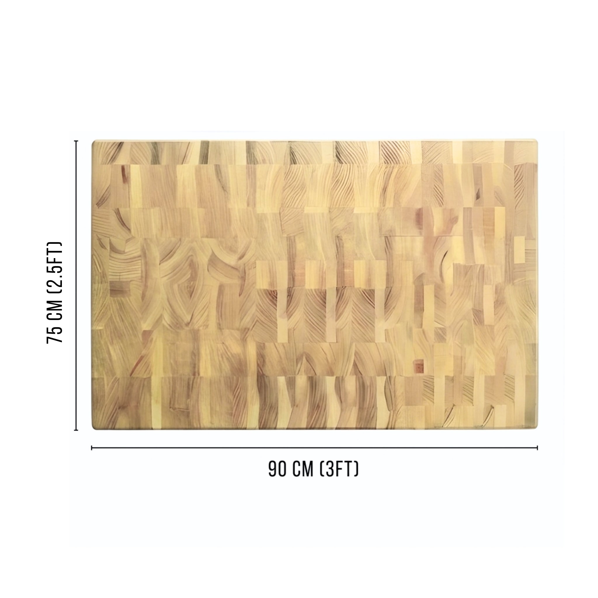 90x75cm wooden butchers block side view - professional Black Locust chopping surface