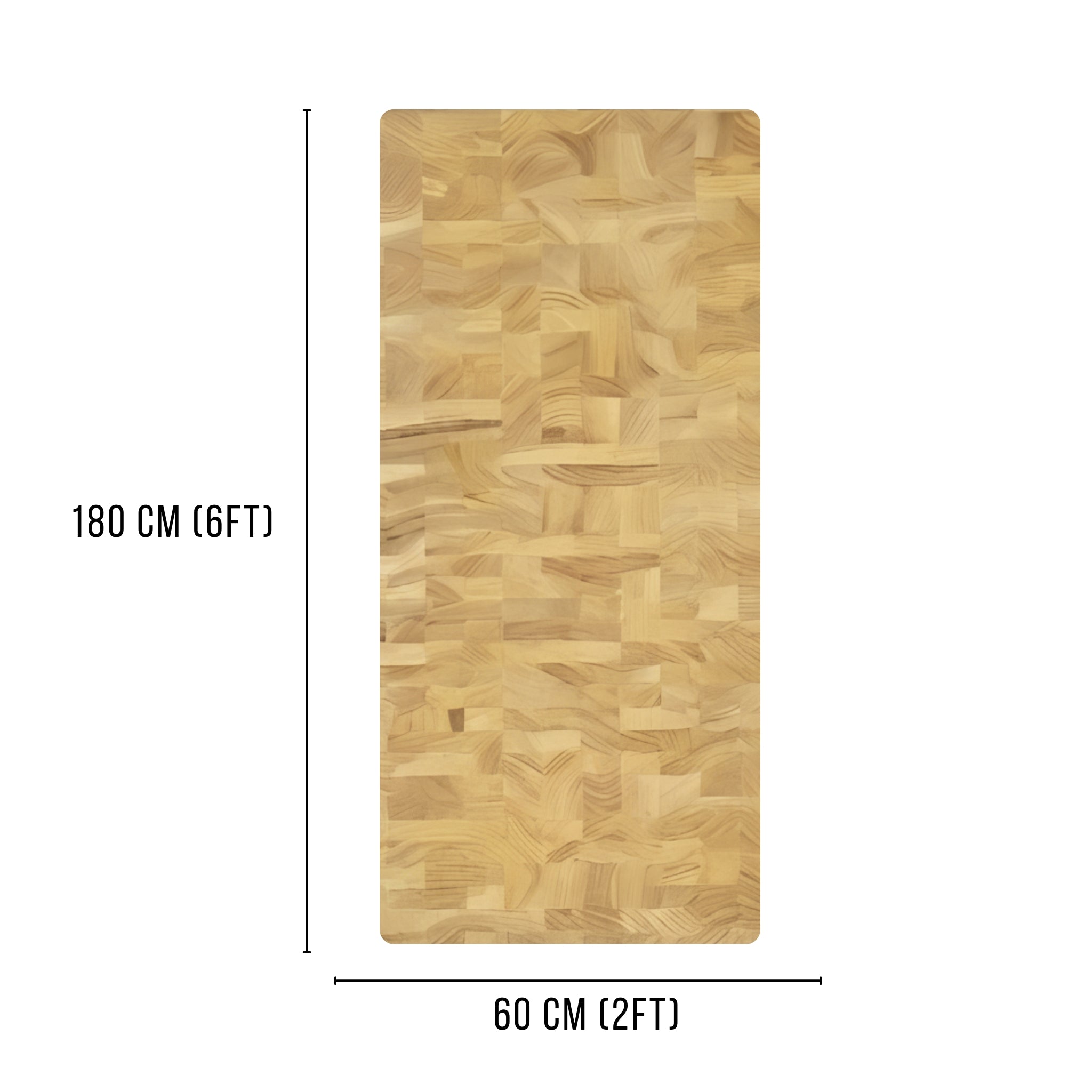 Large 180x60cm wooden butchers block side view - professional Black Locust chopping surface