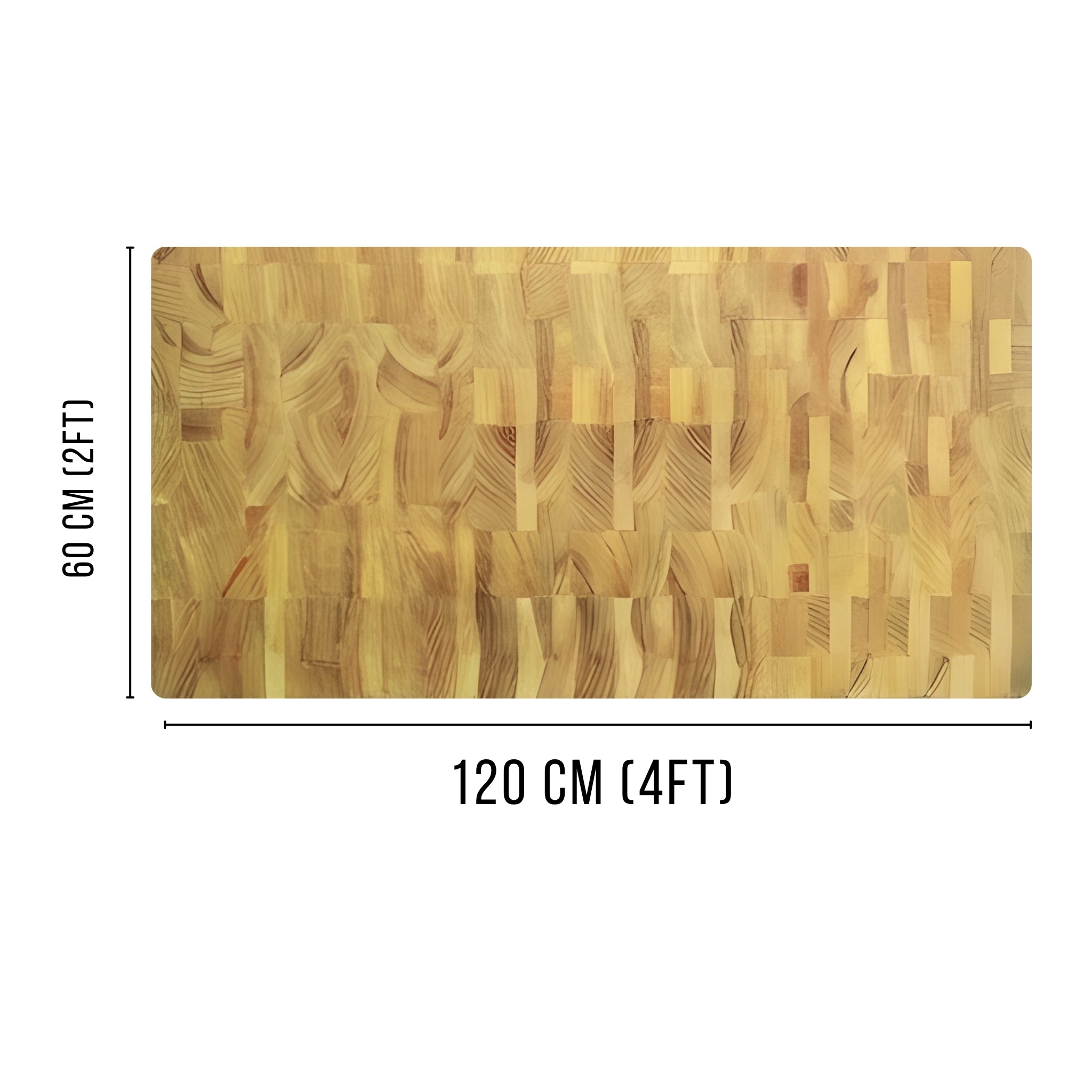 120x60cm wooden butchers block side view - professional Black Locust chopping surface