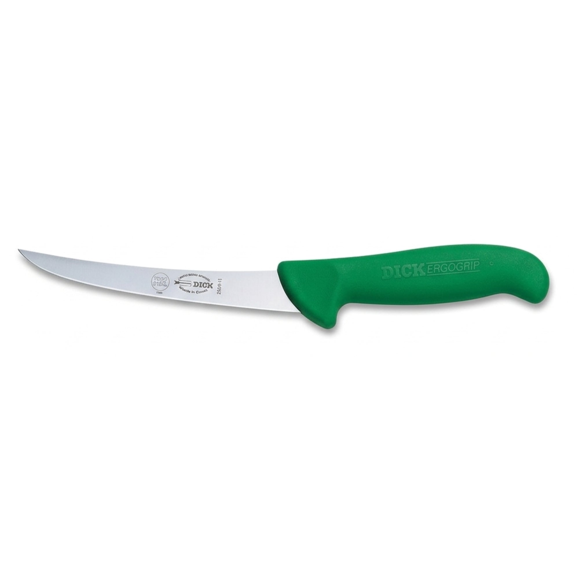F Dick 5 inch curved boning knife green handle - butchers boning blade