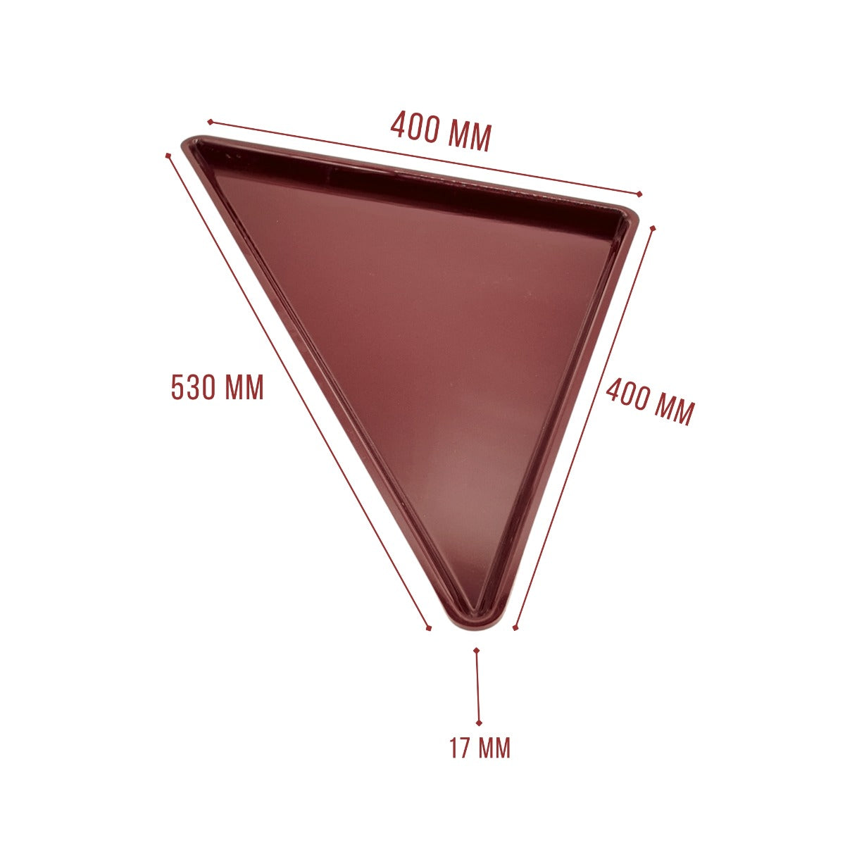 Burgundy Triangle Large Display Tray Angled View - Commercial Butcher Shop Presentation