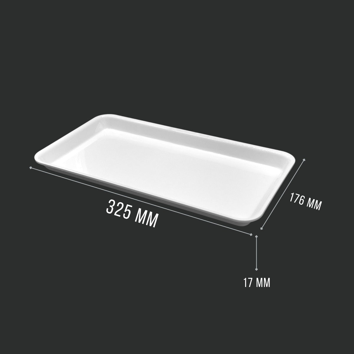 White GN 1/3 17mm Shallow Tray Stacked - Commercial Butcher Shop Display Tray