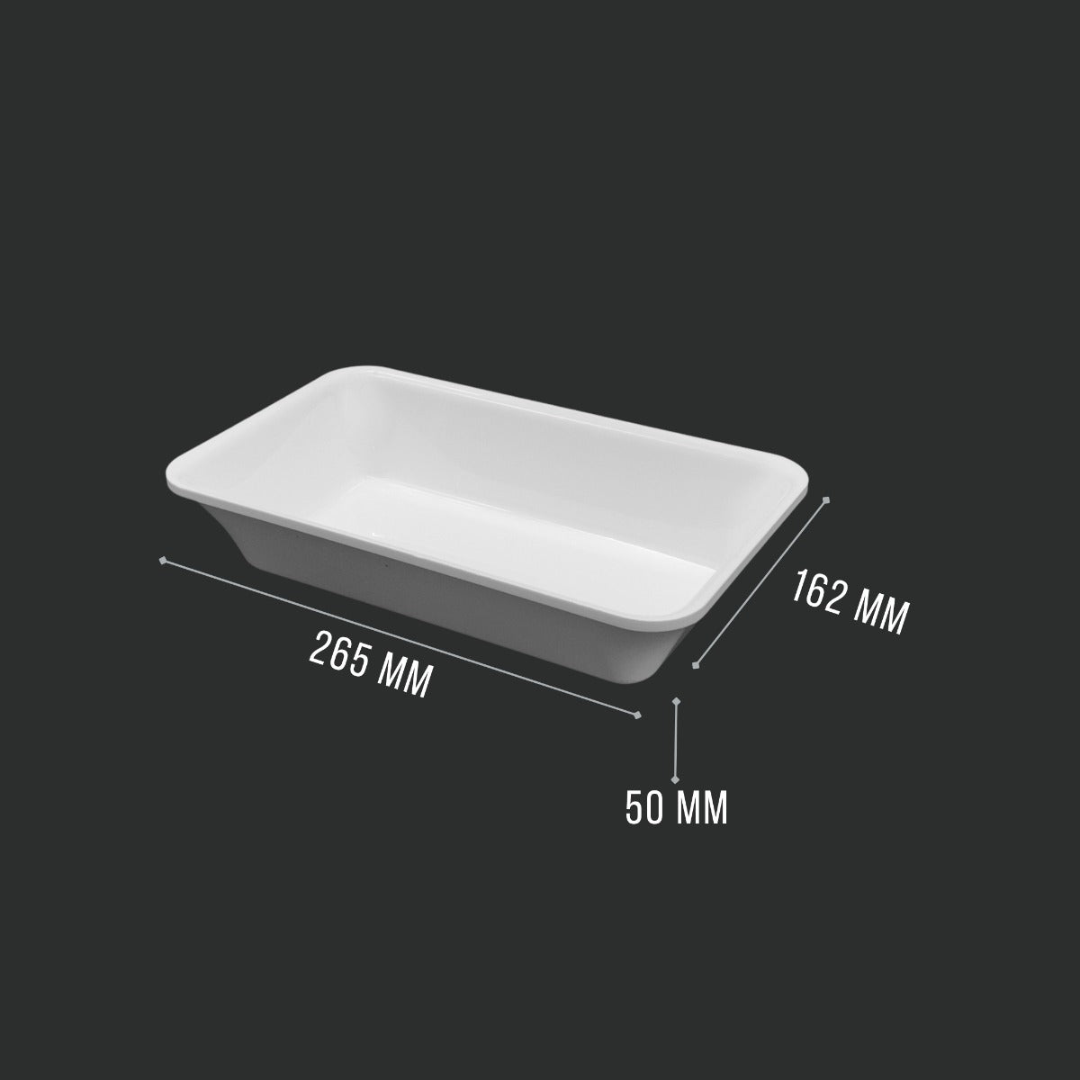 White GN 1/4 50 Display Tray Angle View - Butcher Shop Presentation Tray