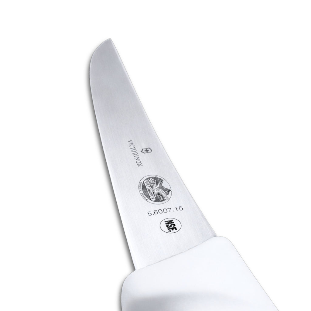 Victorinox 6 Inch White Handle Straight Wide Boning Knife - Commercial Butcher Boning Knife