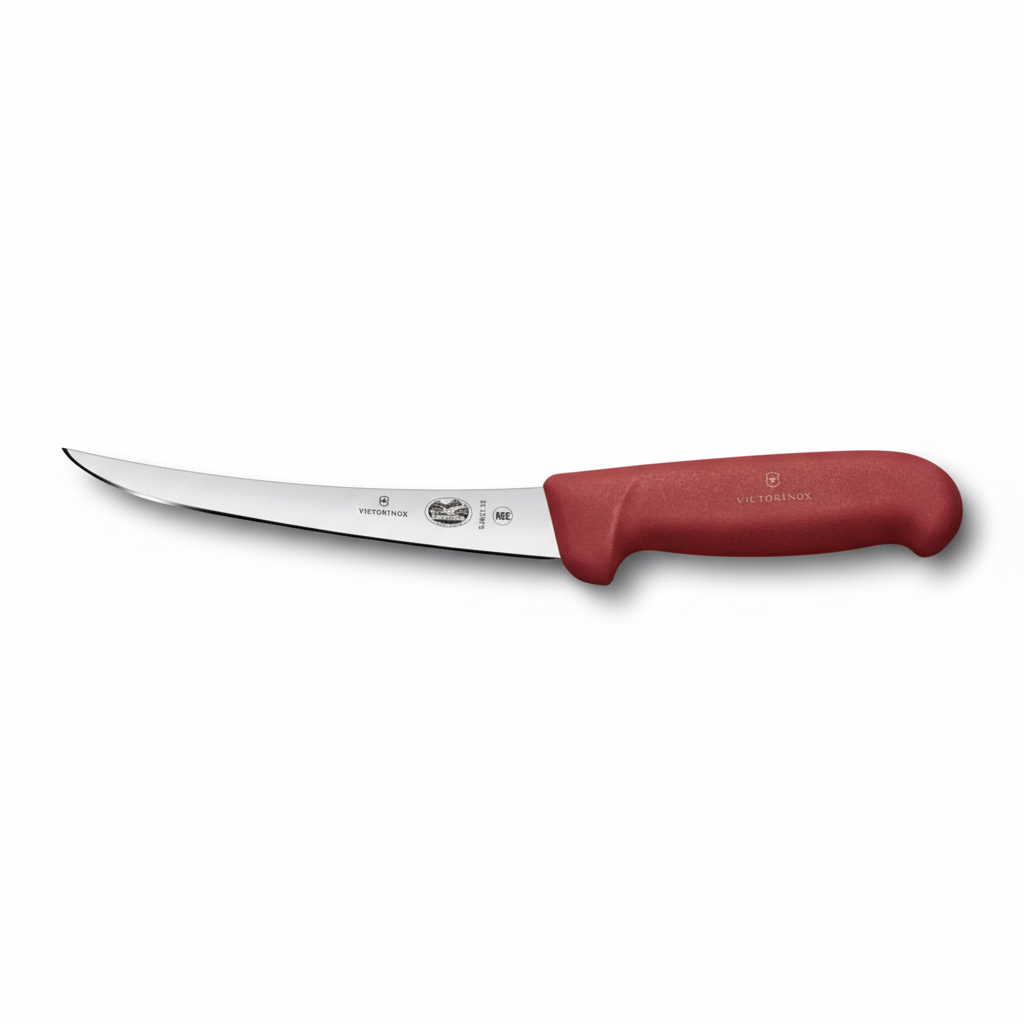 Victorinox 6 Inch Boning Knife Narrow Curved Blade Red - Professional Butcher Boning Knife