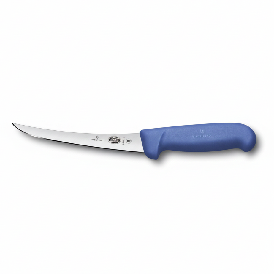 Victorinox 5 Inch Boning Knife Narrow Curved Blue - Professional Butcher Boning Knife