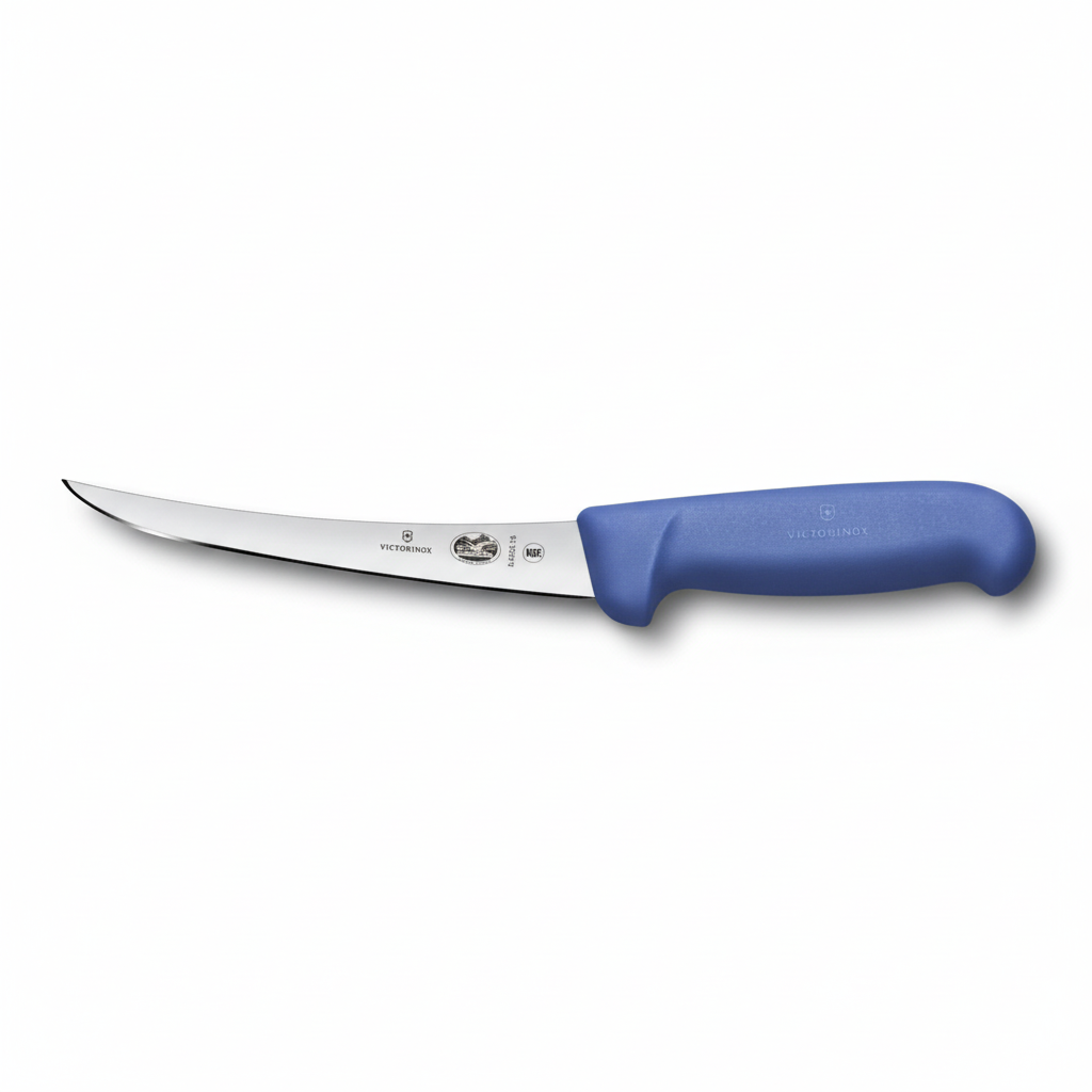 Victorinox 6 Inch Boning Knife Narrow Curved Blade Blue - Professional Butcher Boning Knife