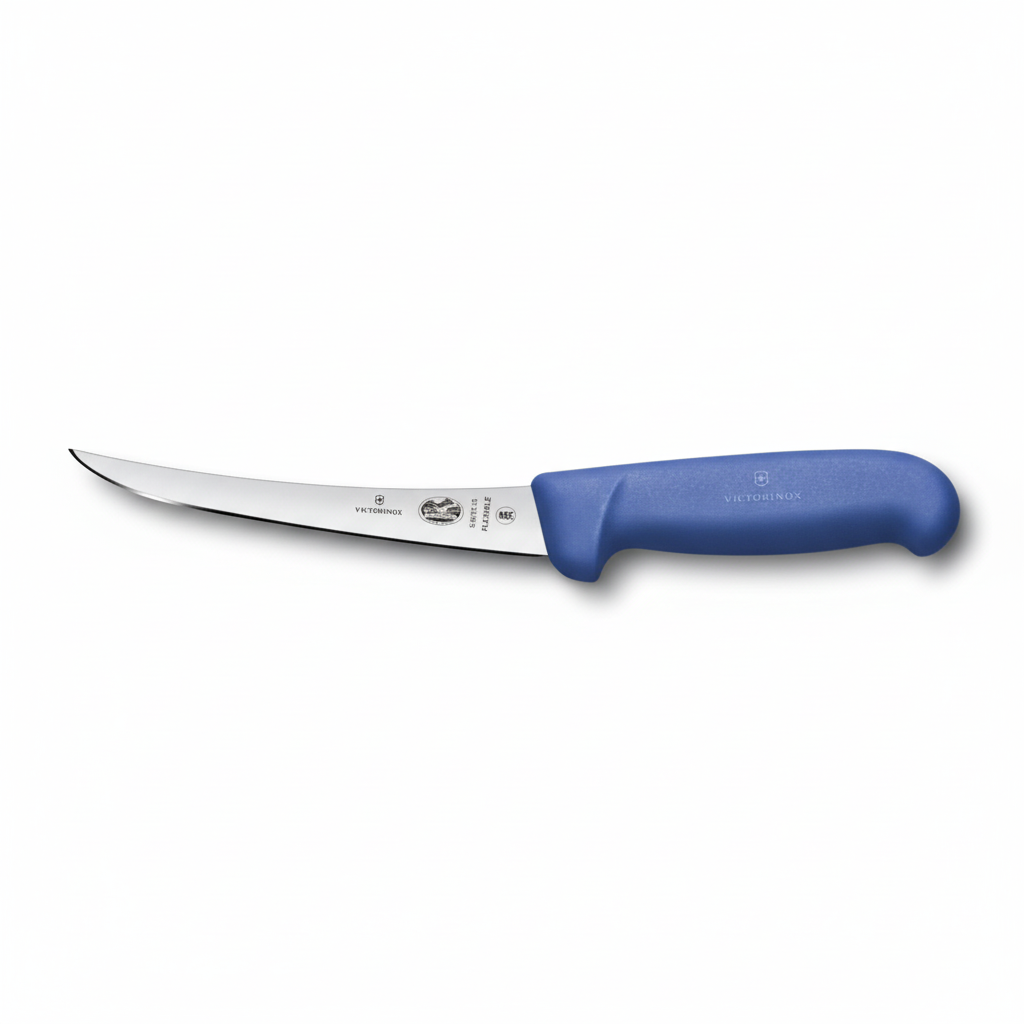 Victorinox 6 Inch Narrow Curved Flexible Boning Knife Blue - Professional Butcher Boning Knife