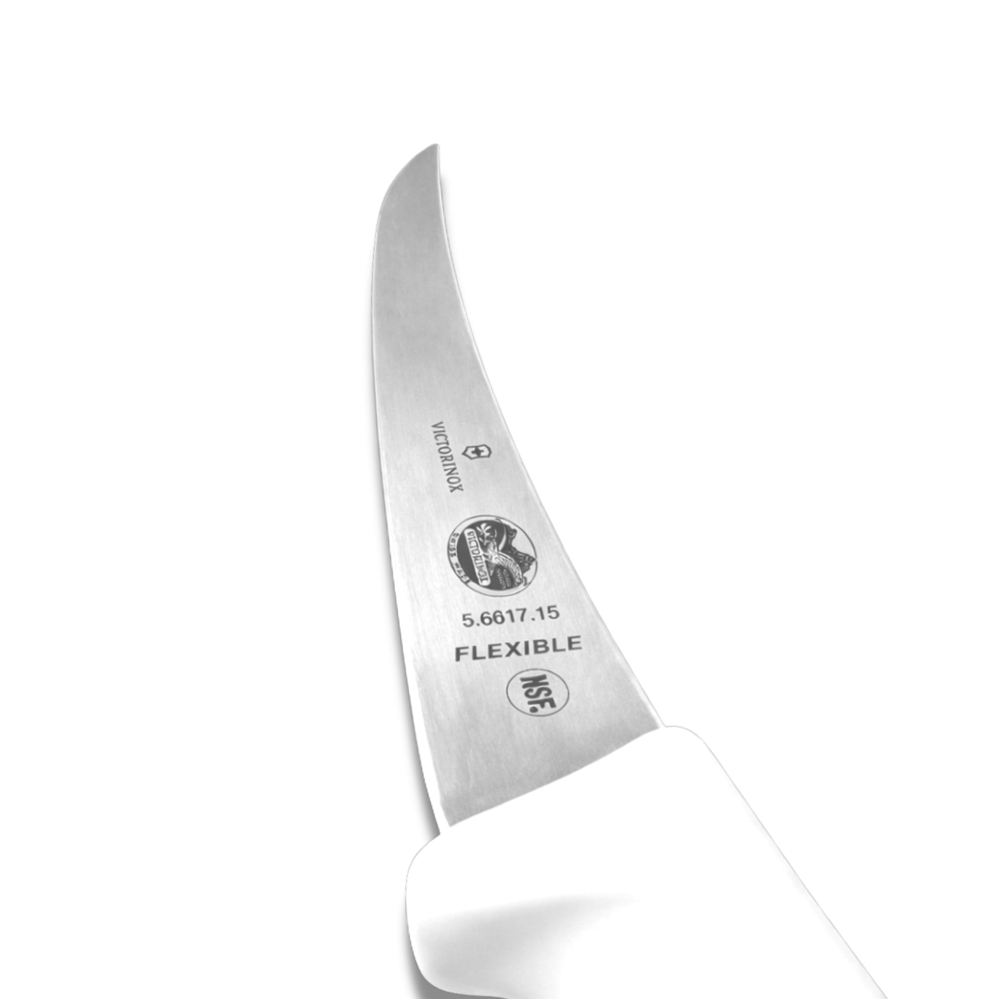 Victorinox 6 Inch White Handle Narrow Curved Flexible Boning Knife - Commercial Butcher Knife