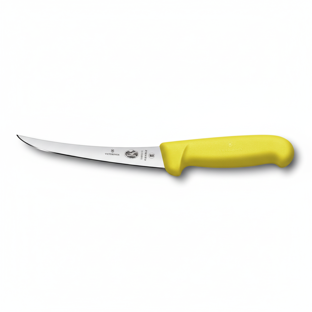 Victorinox 6 Inch Narrow Curved Flexible Boning Knife Yellow - Professional Butcher Boning Knife