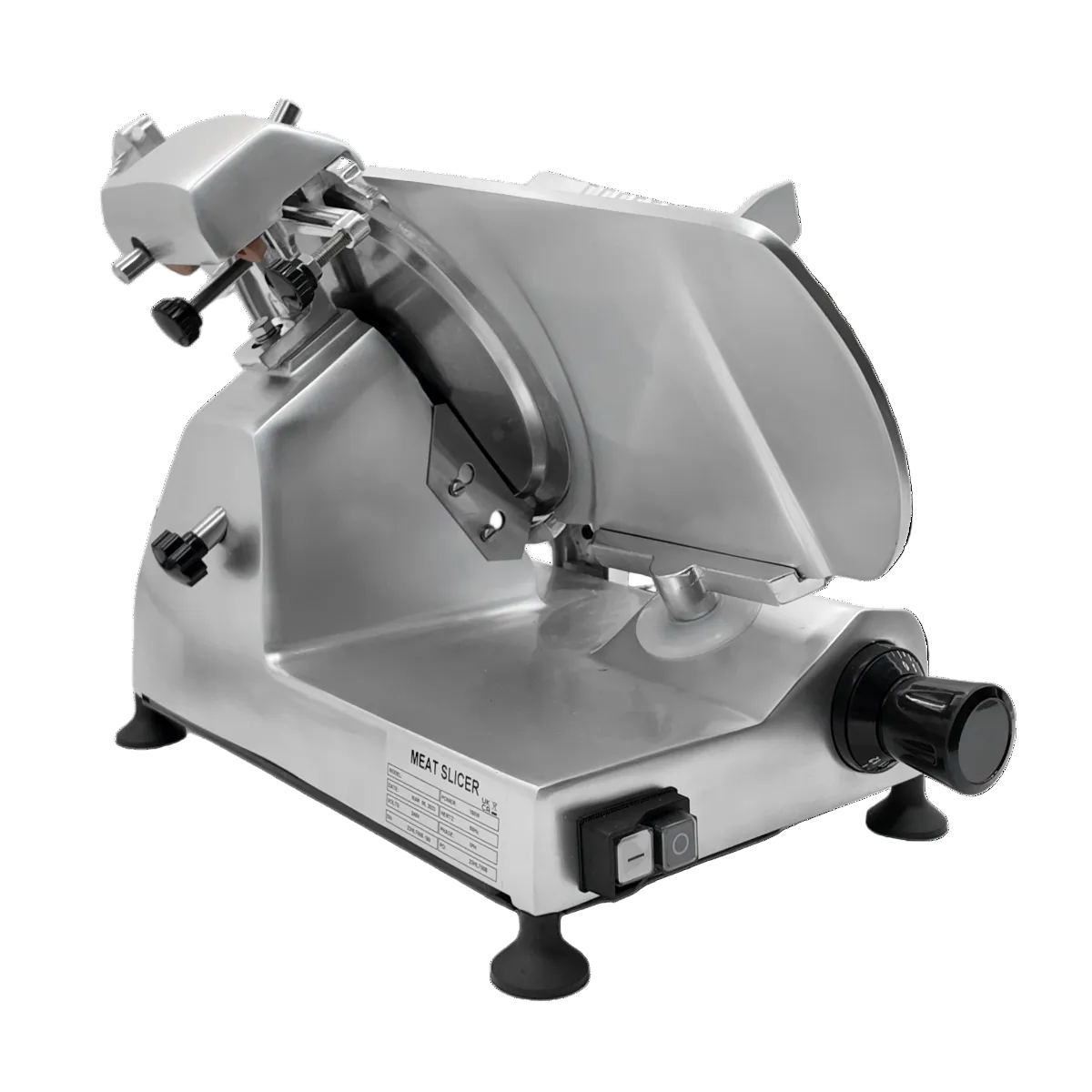 Infernus 250mm Meat Slicer Angled View - Commercial Butcher Shop Meat Slicer