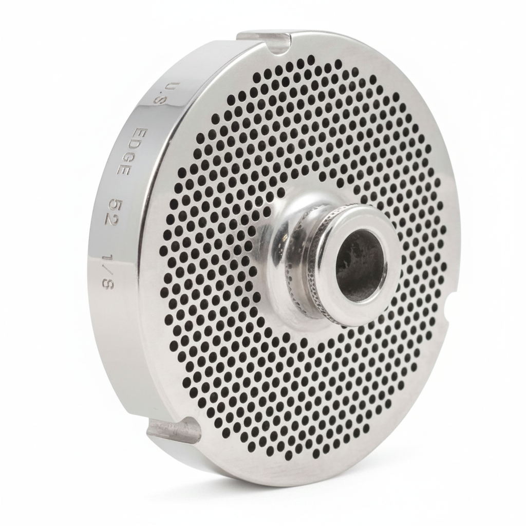 No.52 meat mincer plate front view - 42mm grinding plate replacement for commercial mincers