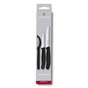 Victorinox Paring Knife Set With Universal Peeler Black - Professional Kitchen Knife Set