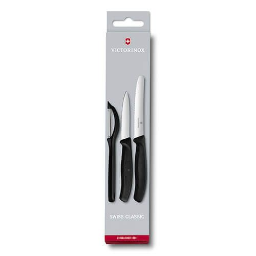 Victorinox Paring Knife Set With Universal Peeler Black - Professional Kitchen Knife Set