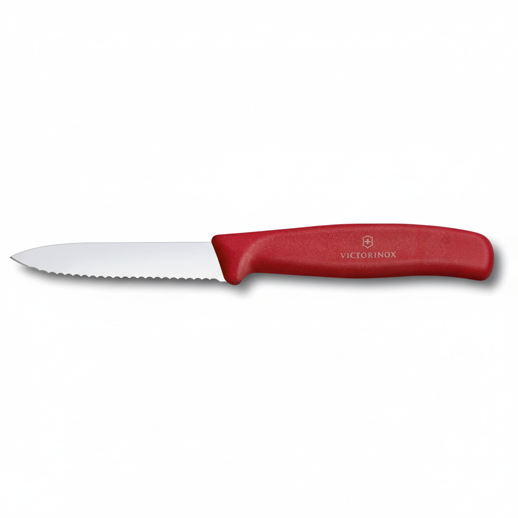 Victorinox 3 Inch Paring Knife Serrated Edge Red - Professional Kitchen Paring Knife