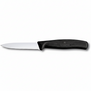 Victorinox 3 Inch Paring Knife Straight Blade Serrated Edge Black - Professional Kitchen Paring Knife