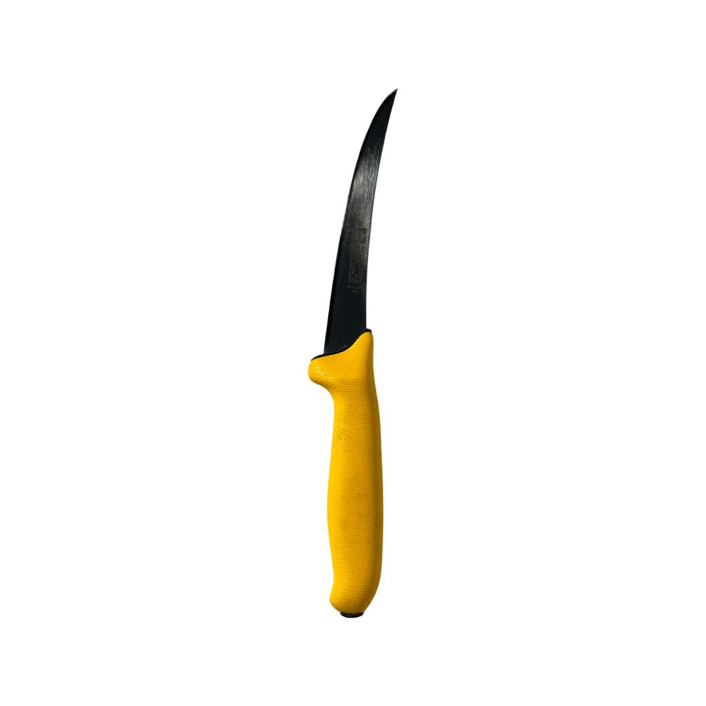 Eicker 15cm Yellow Handle Curved Stiff Boning Knife - Professional Butcher Boning Knife