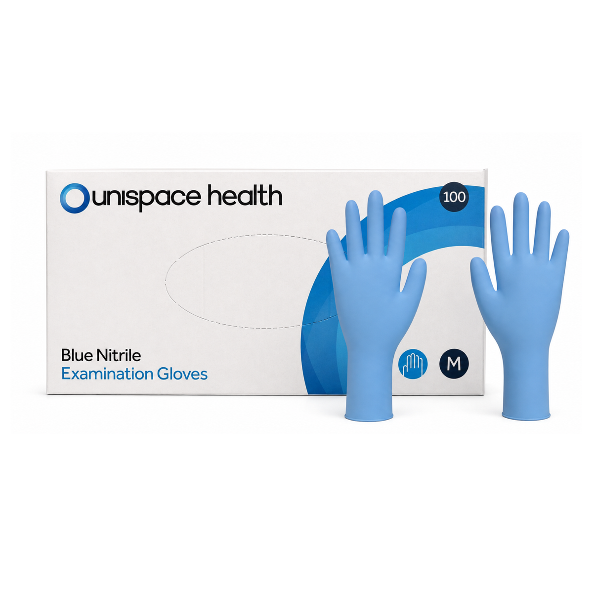 Blue Nitrile Long Cuff Gloves 100 Pack M