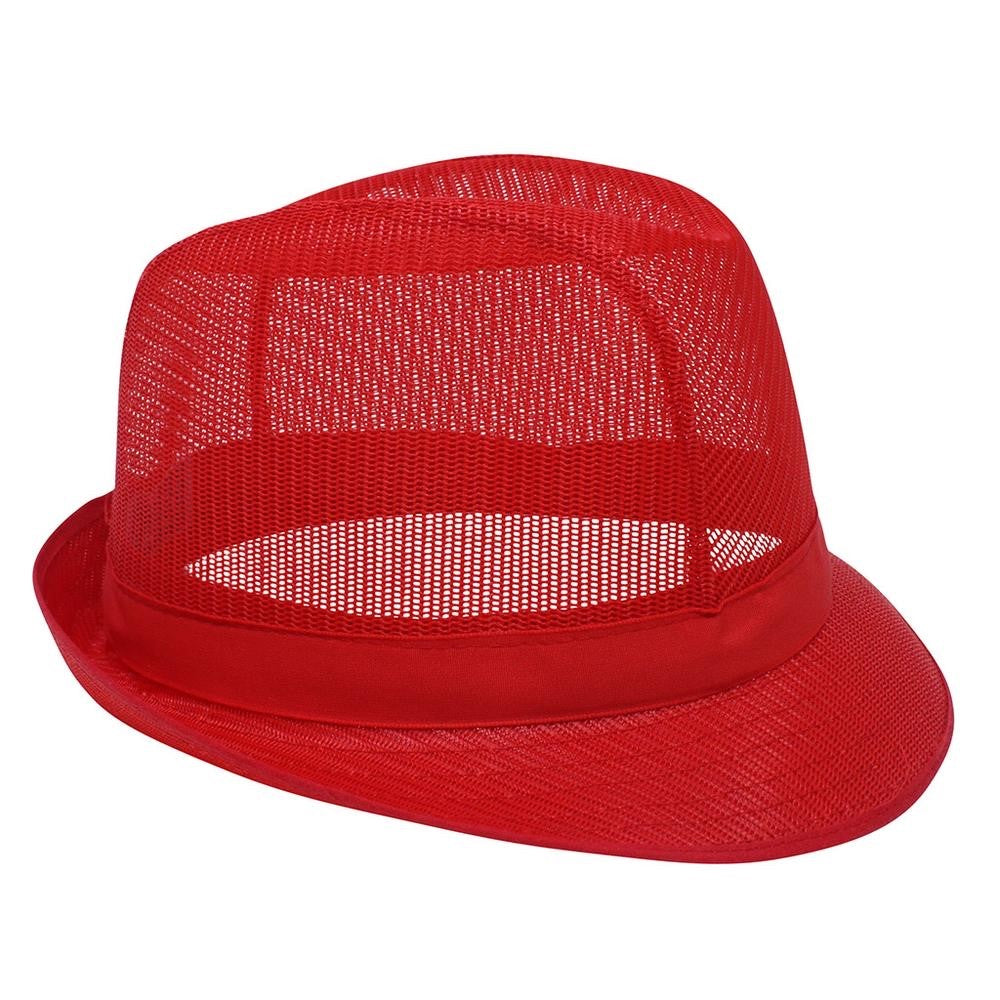 Red nylon trilby hat - butchers shop food safe headwear