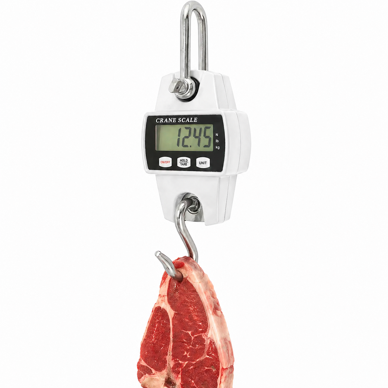 300kg Capacity White Hanging Crane Scale - Professional Commercial Butcher Shop Weighing Scale