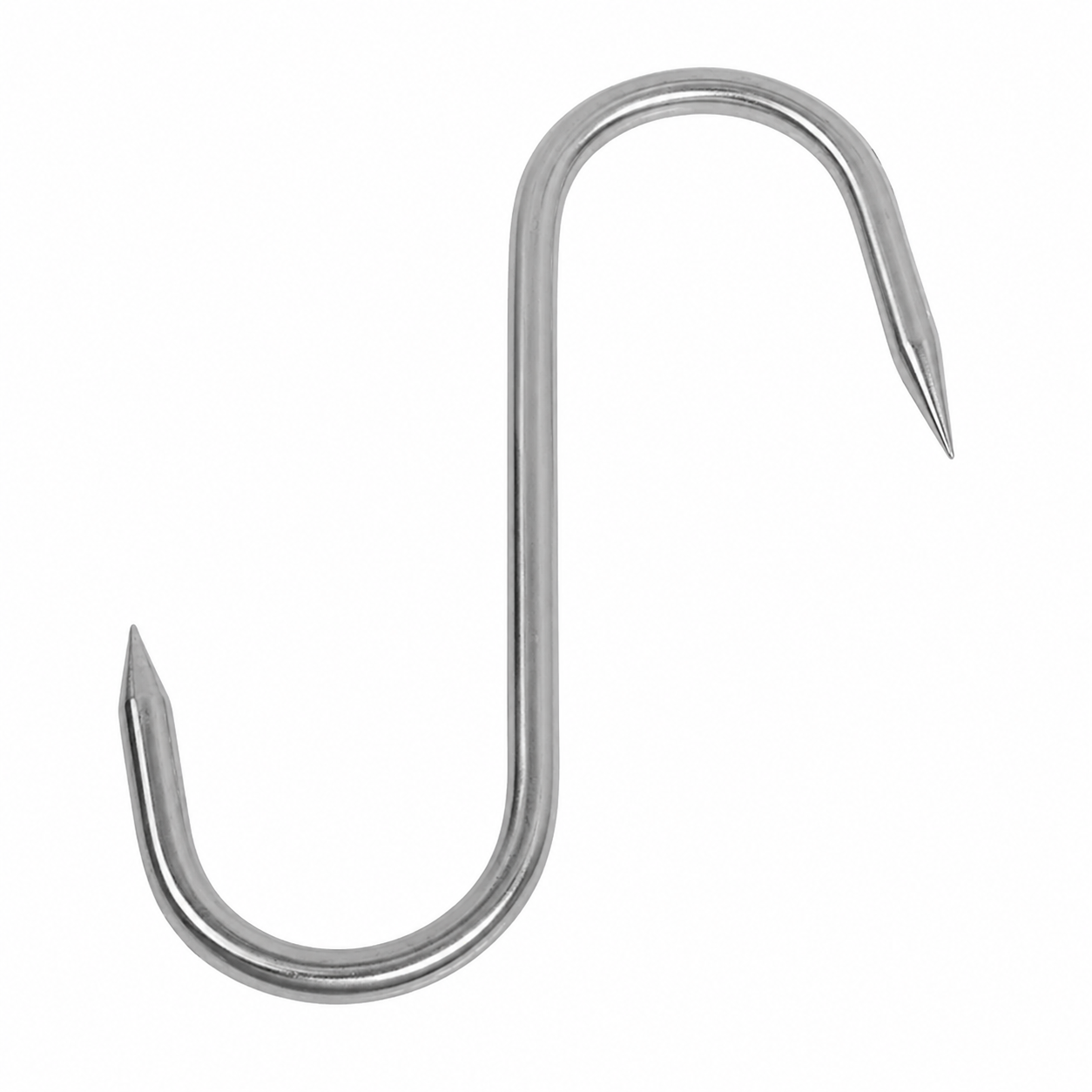 A single metallic S-hook, likely stainless steel, shown on a plain white background.