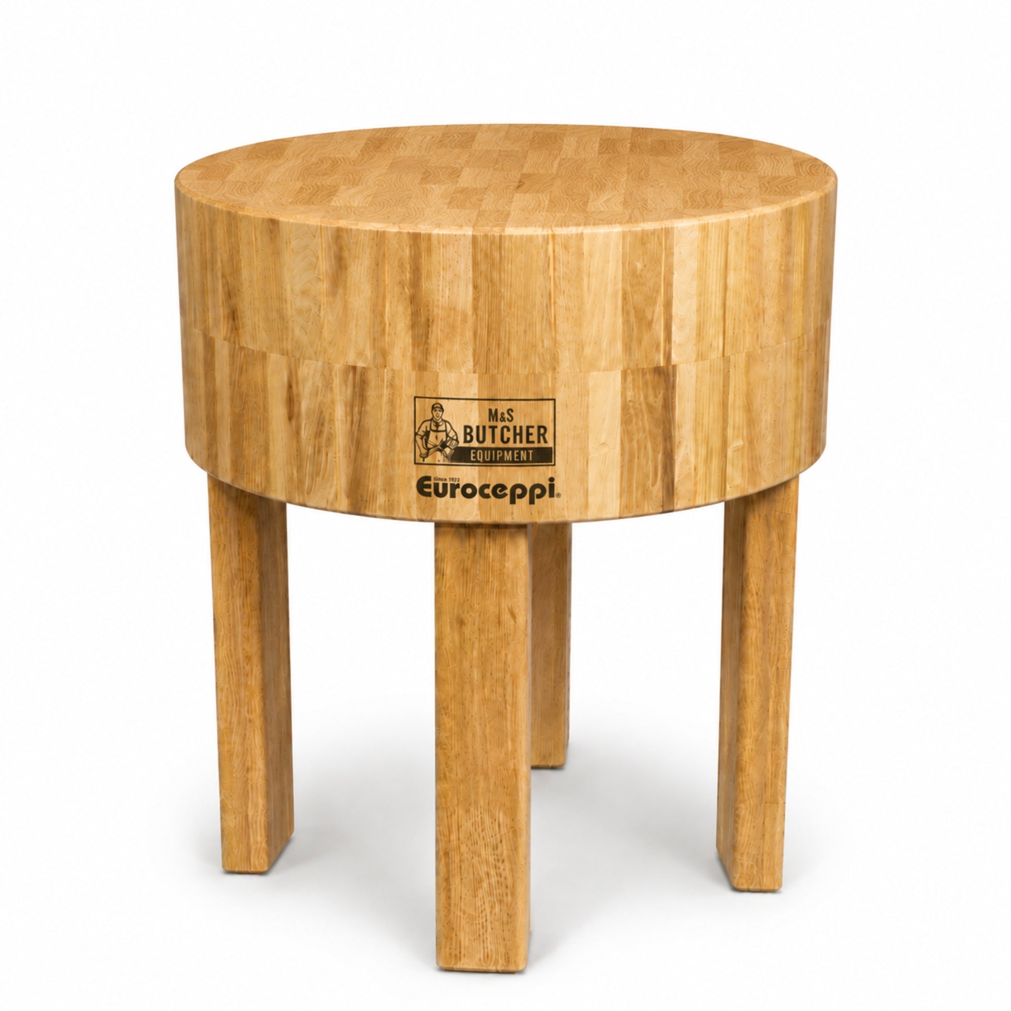 Round Butcher Block with Polytop Cutting Top